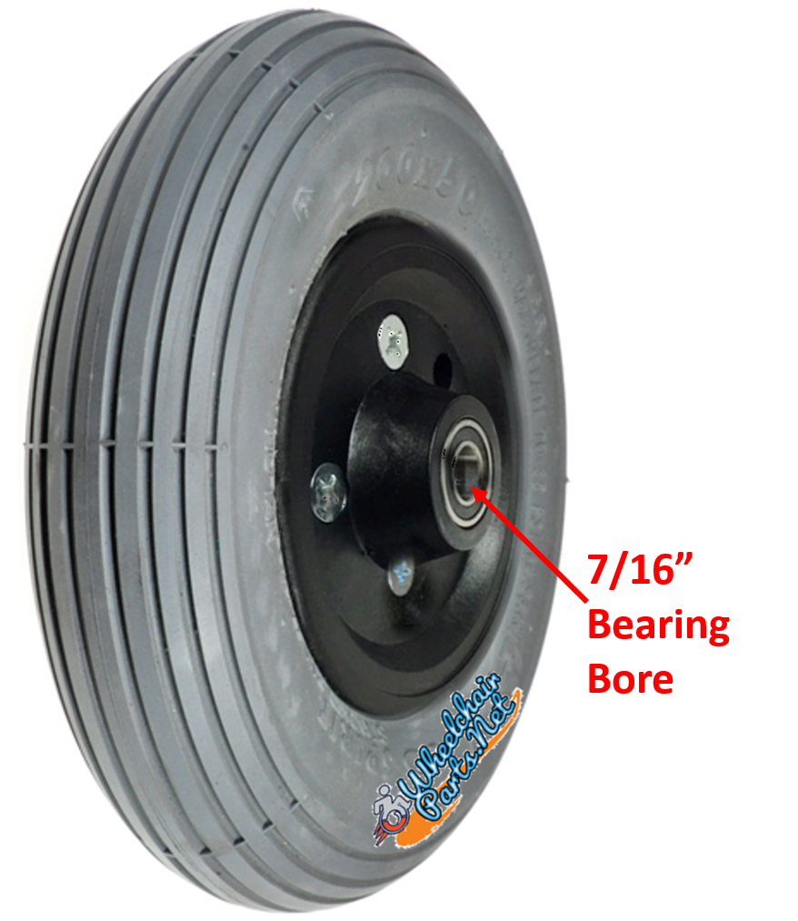 CW193-7 8" x 2" (200 x 50) Foam-Filled Caster Wheel Assembly with 7/16" Precision Bearings | Set of 2
