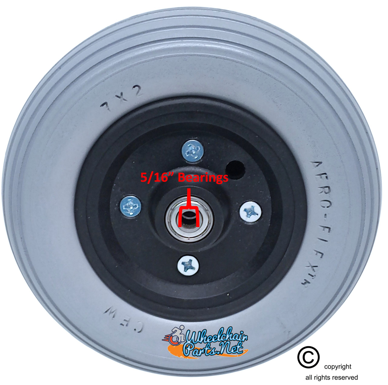 7 X 2" QUICKIE TYPE CASTER WHEEL WITH URETHANE RIB TIRE - ONE PAIR