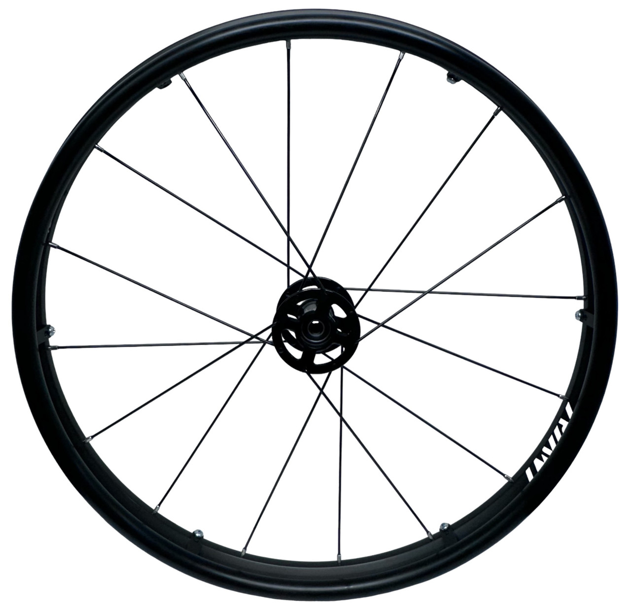 24" (540mm) 16 Spokes Wheel With Pushrims Only. BLACK HUB. No Tires. Set of 2