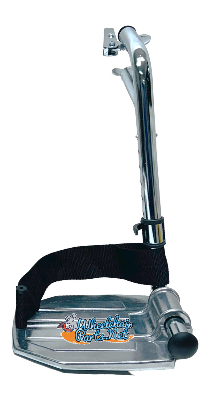 Universal Top Latch Footrest w/ Push Button. LEFT SIZE, PIN SPACING - 1 3/8"