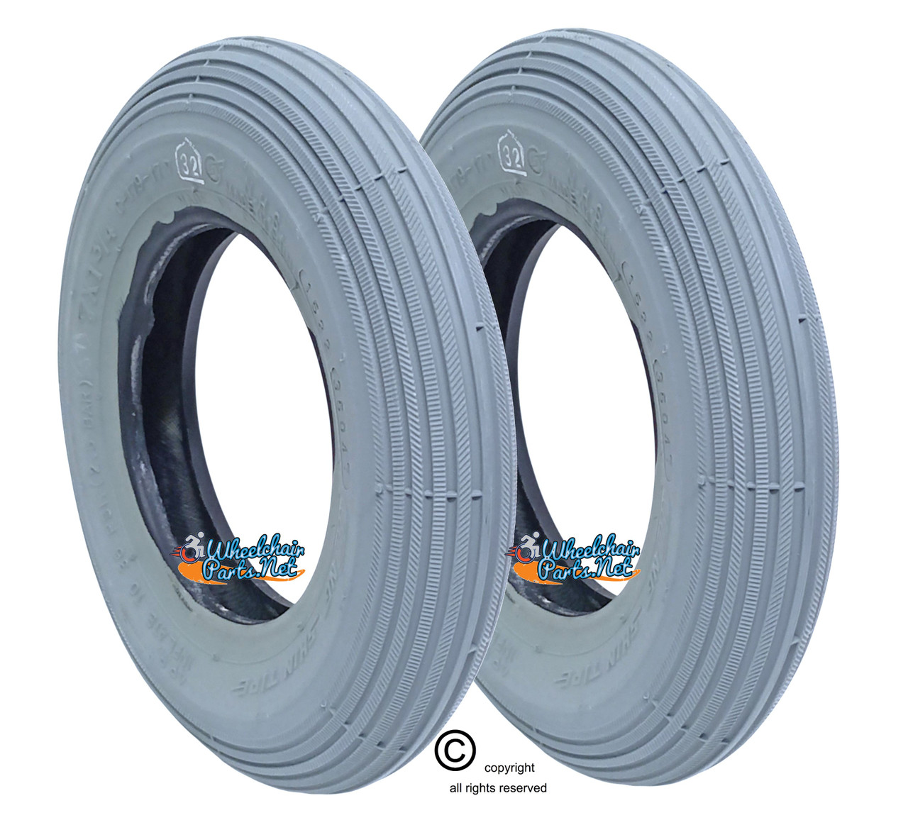 7" x 1 3/4" Primo Air Pneumatic Tire. Set of 2