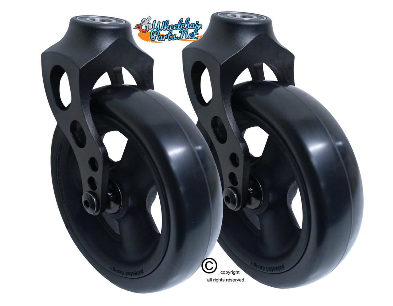 Aluminum Caster Fork  With Composite Wheel 5x1.40 Soft Roll Caster