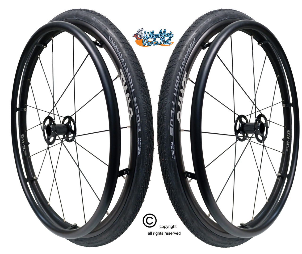 24"  x 1" (540) 16 Spoke Wheel With SCHWALBE MARATHON PLUS Tires - Set of 2