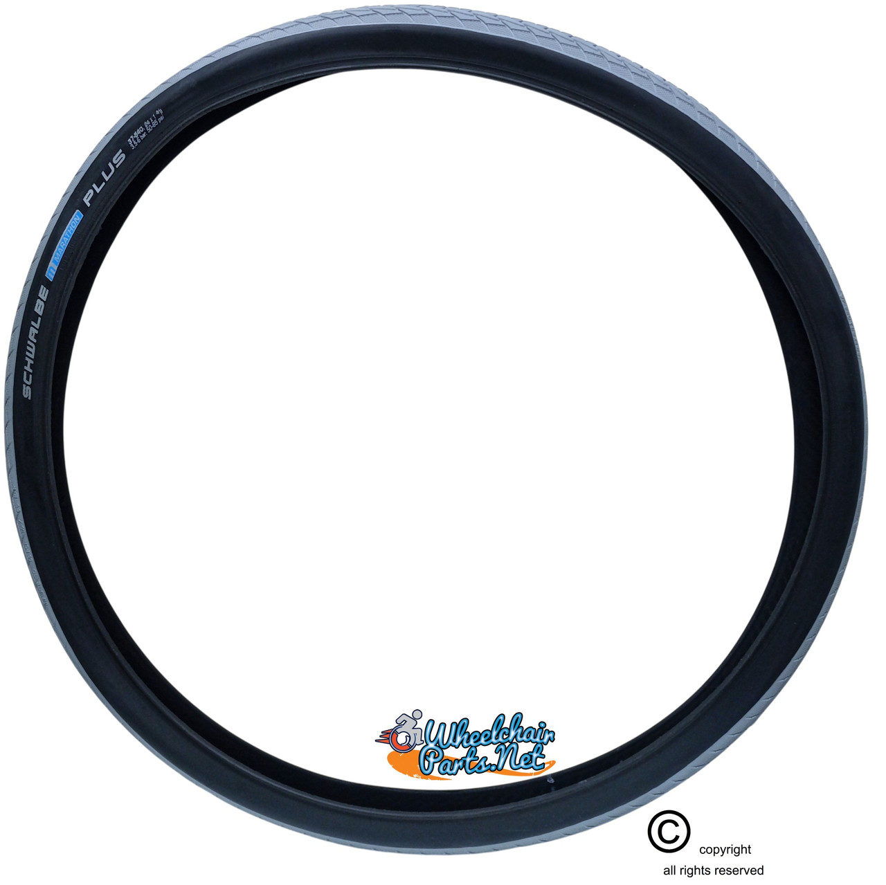 24x1 3/8" (37-540) SCHWALBE MARATHON PLUS EVOLUTION, GREY / BLACK COLOR . Sold as Pair.