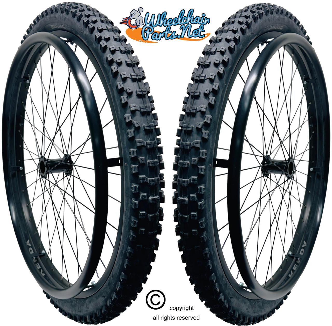 SET OF 2, 24" x 2" 36 Spoke  Rim With Kenda Nevegal All Terrain Tire