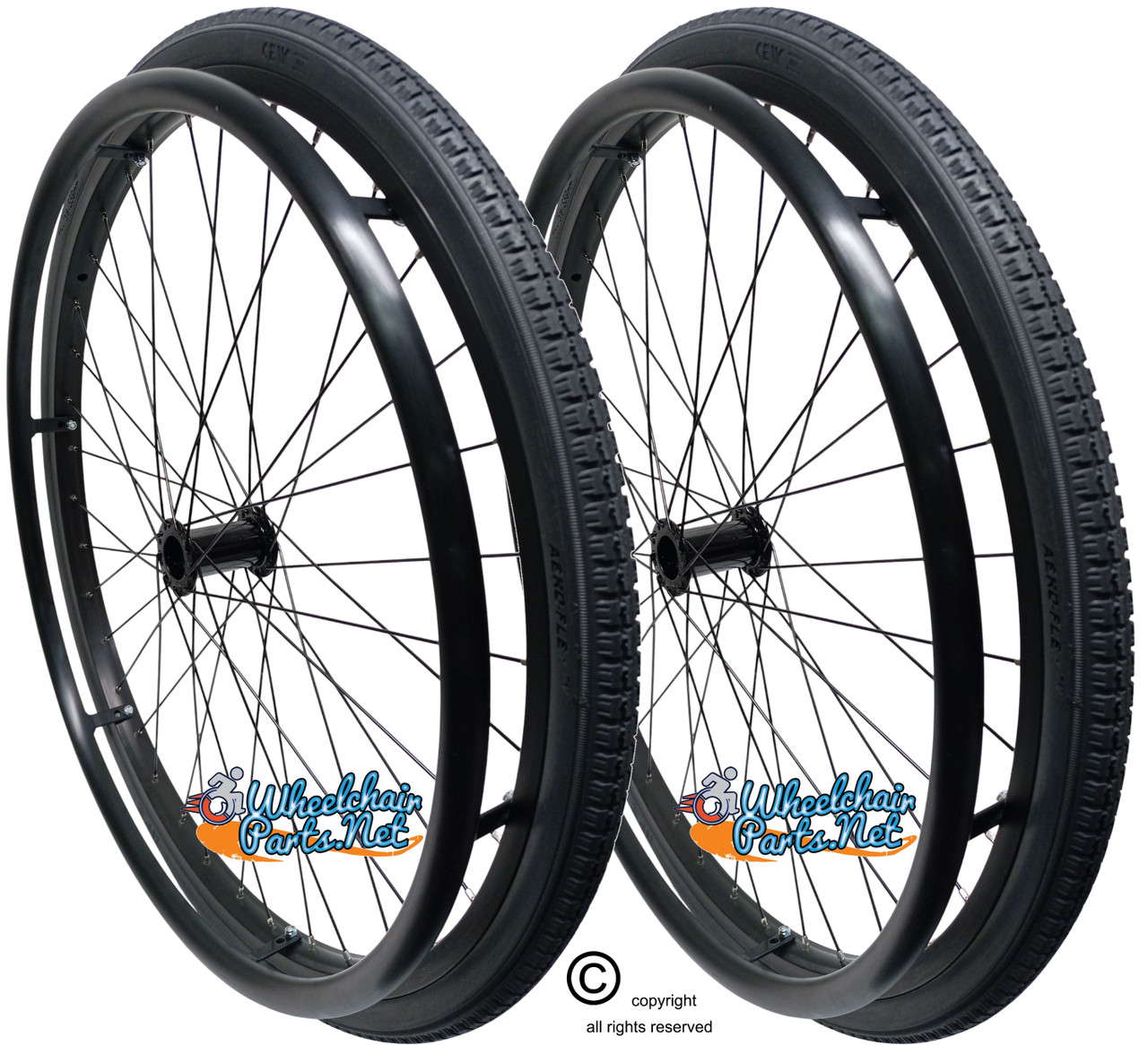 SET of 2, 24"x1 3/8" (540mm) 36Spoke Rim With SOLID PU TIRE Street Tread