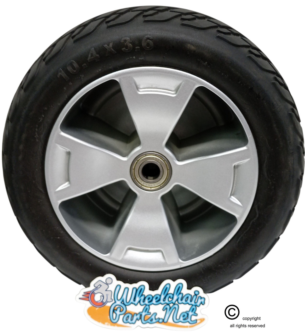 Pride Mobility 10.4" x 3.6" FRONT Wheel Assembly for Victory 10 LX Sport & Victory 10 LX with CTS Suspension. Sold as each