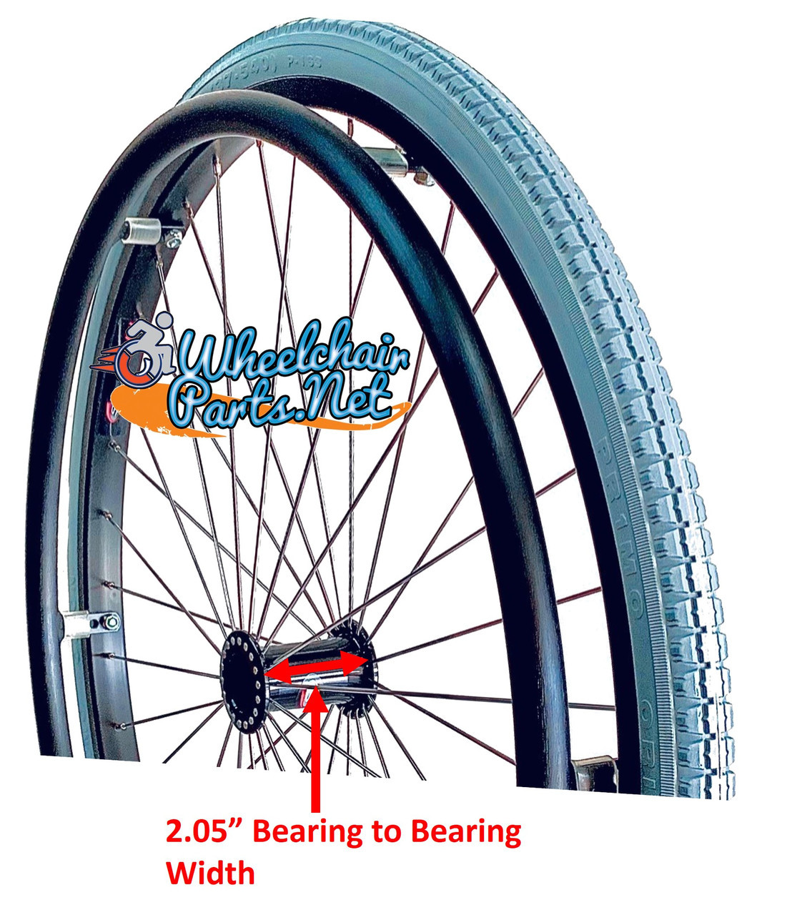 SET of 2,  25" x 1 3/8" (540mm) 36 Spoke Rim With SOLID HIGH PERFORMACE TIRES. PUSH RIMS