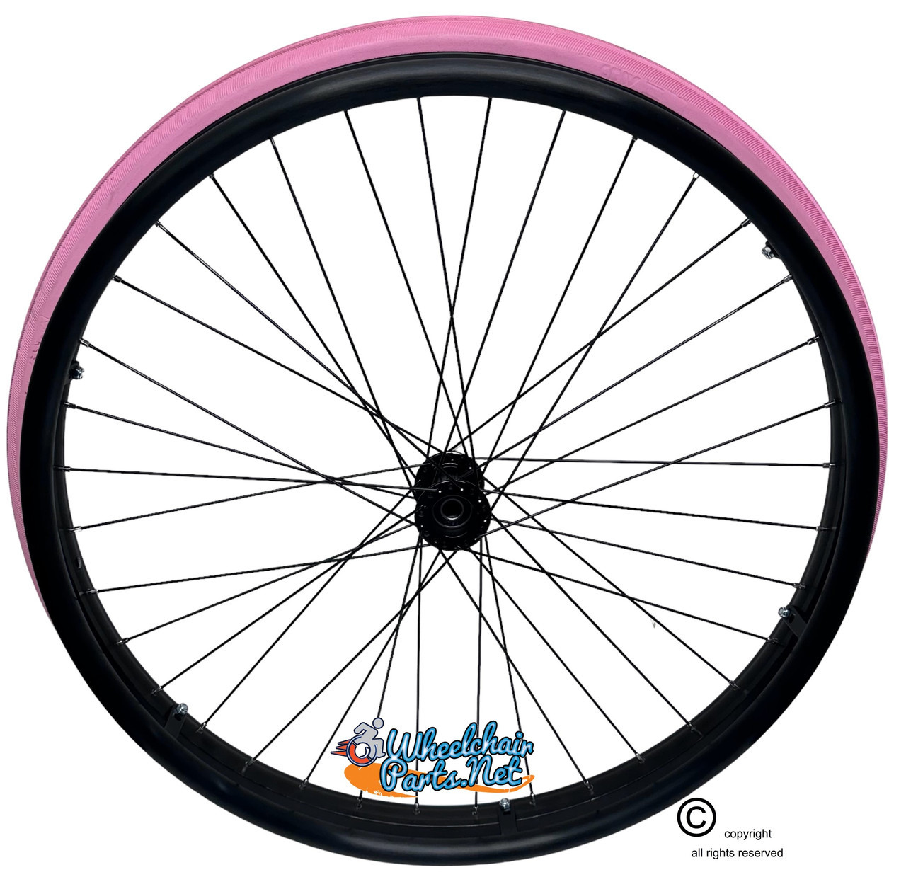 SET of 2,  25"x1" (540mm) 36 Spoke Rim with SHOX Solid Tire in Pink Color