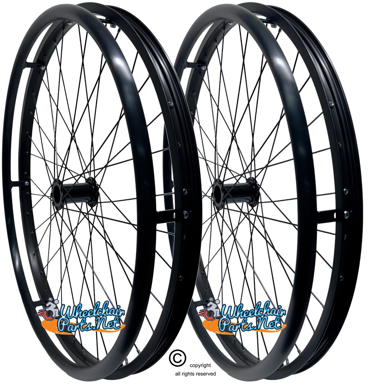 25" (559mm) 36 Spokes Rim With Pushrims Only. TIRES NOT INCLUDED. Pair