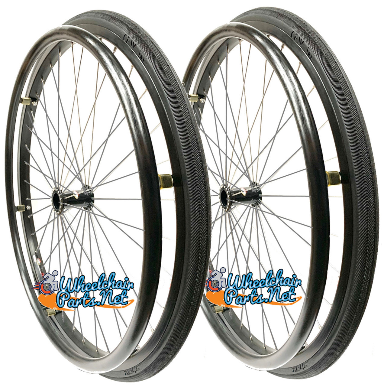 SET of 2,  26"x1" (590mm) 36 Spoke Rim with SHOX Solid Tire in BLACK Color