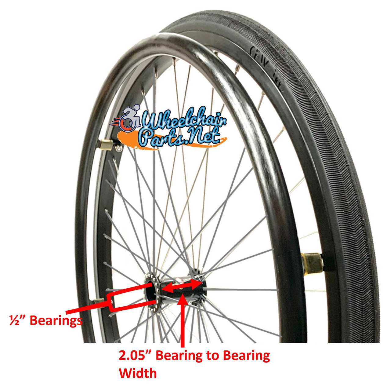 SET of 2,  26"x1" (590mm) 36 Spoke Rim with SHOX Solid Tire in BLACK Color