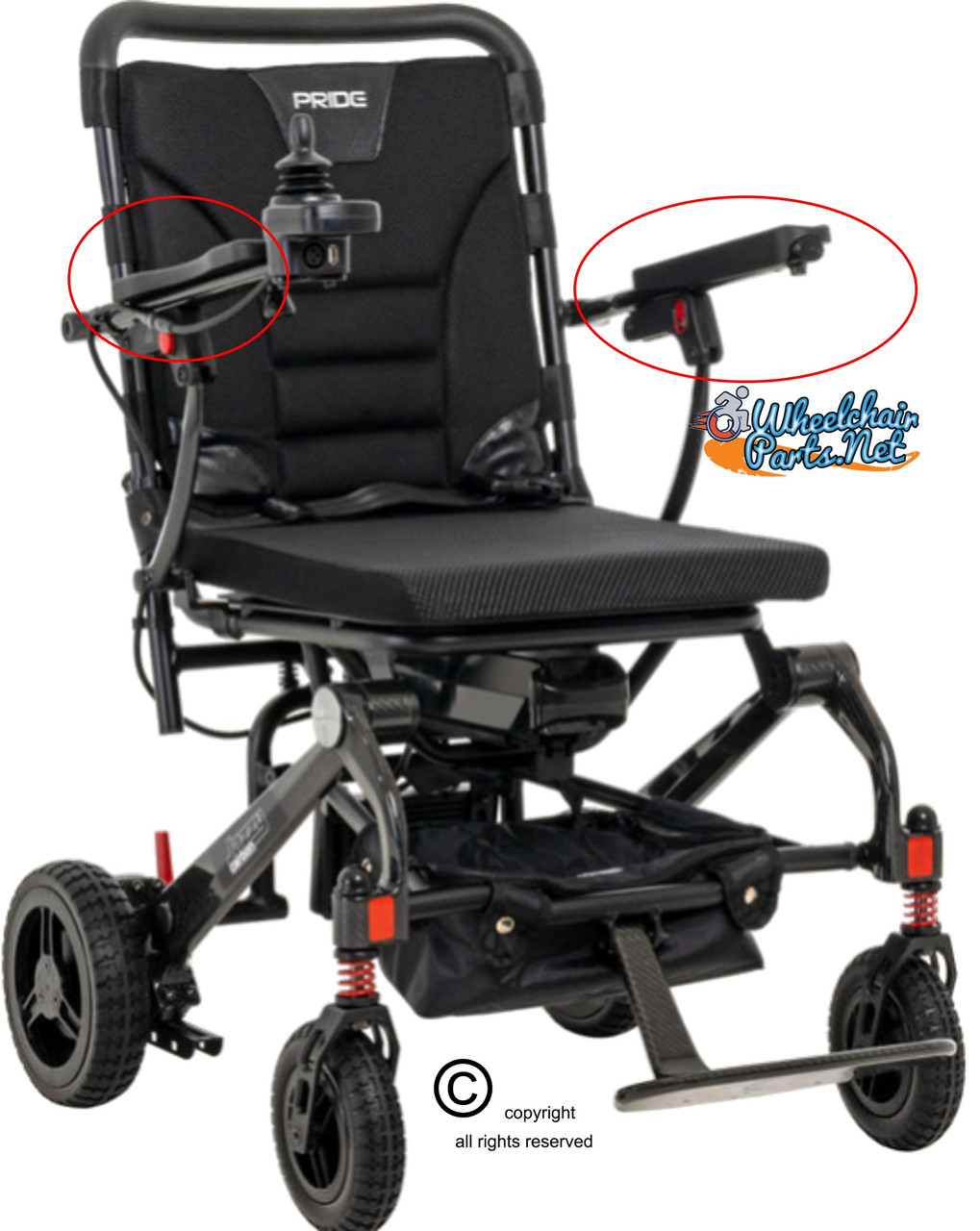 Armrest for Pride Jazzy Carbon Power Wheelchair