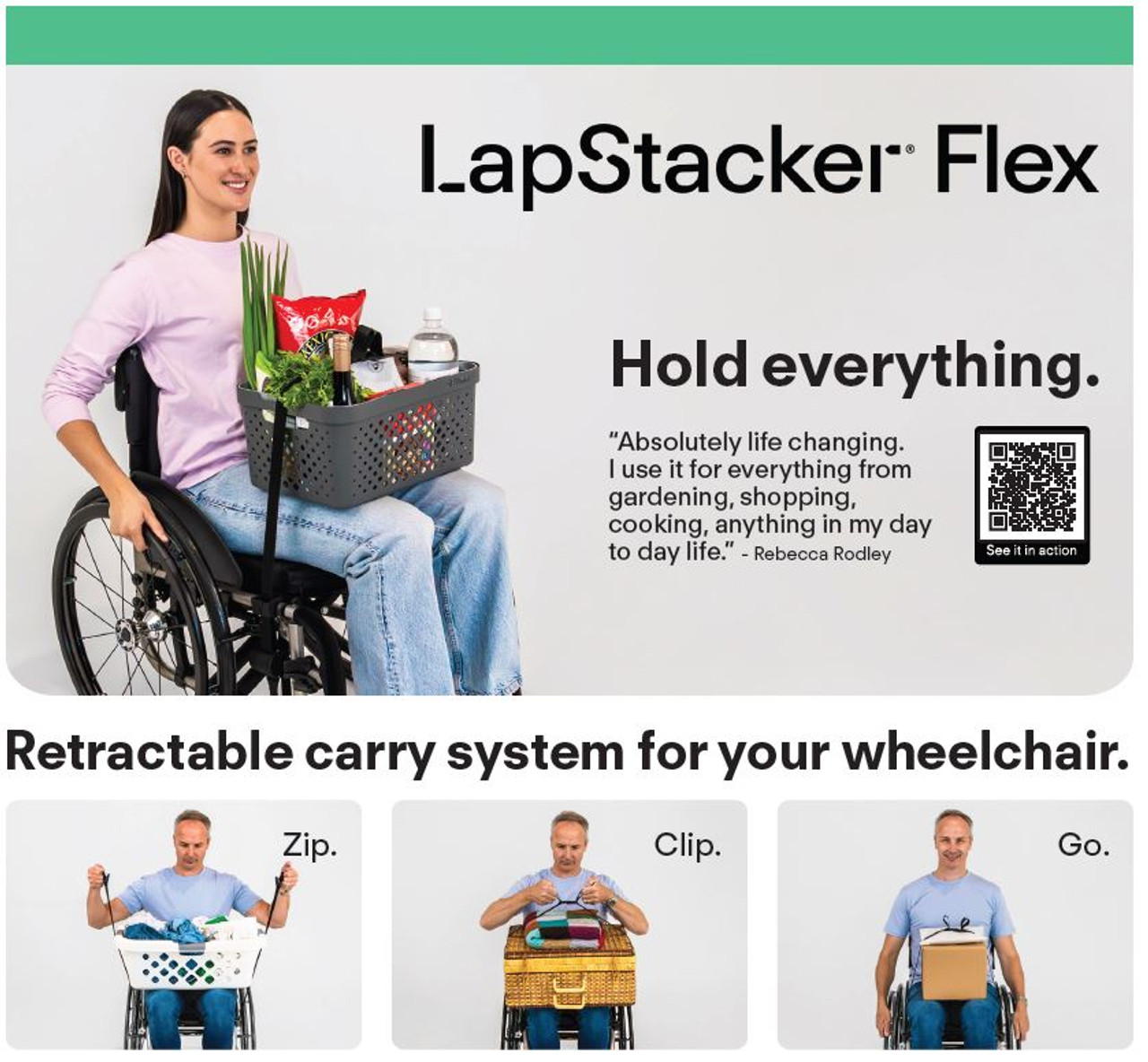 LapStacker Flex. For Manual Wheelchairs