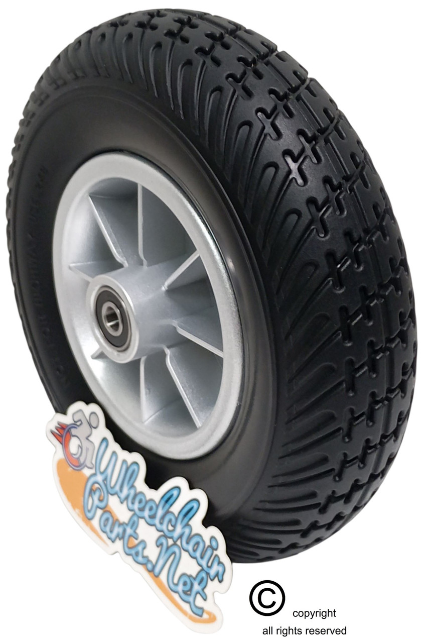 Pride Mobility 8"x2" (200x50) FRONT Wheel Assembly For Go-Go 3 Wheel Scooters. Sold as Each