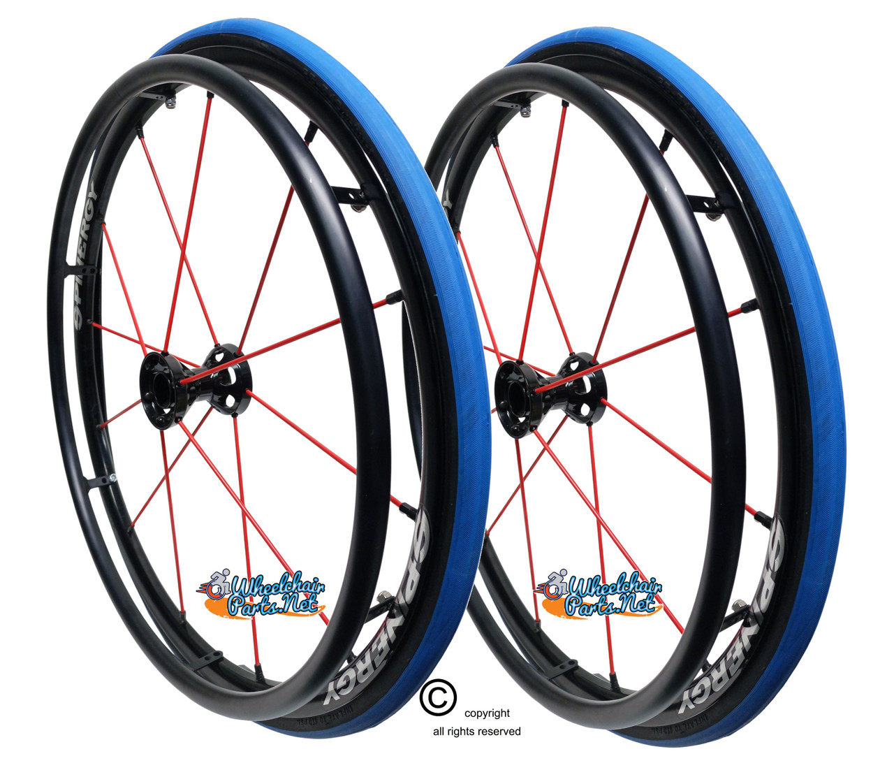 24" SPINERGY 12 SPOKE LX, BLACK HUB/RED SPOKES, 24" x 1" PRIMO RACER PNEUMATIC TIRES. SET OF 2 24" SPINERGY 12 SPOKE LX, BLACK HUB/RED SPOKES, 24" x 1" PRIMO RACER PNEUMATIC TIRES. SET OF 2
