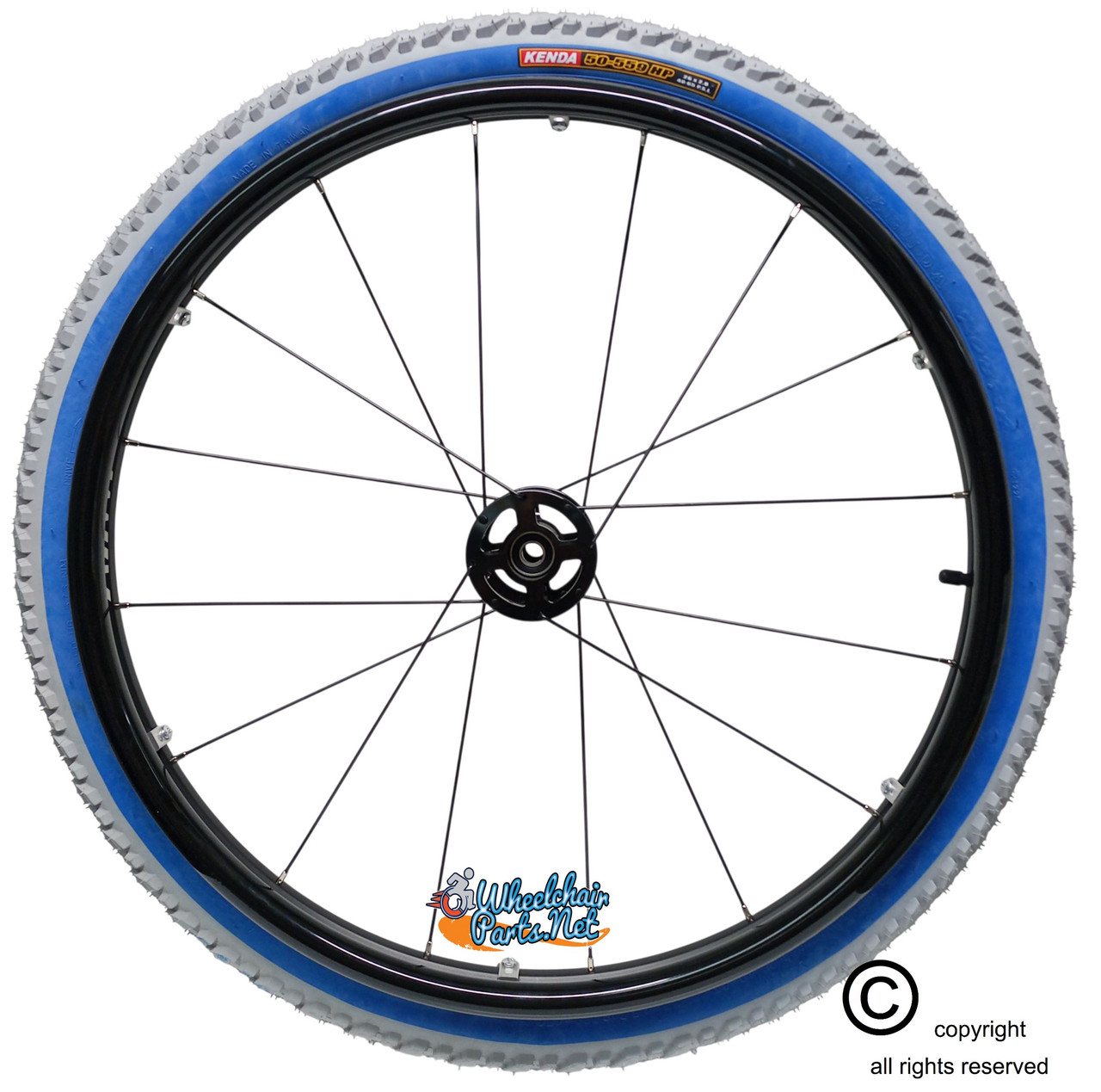 25" x 2"  (559) RX16 Spoke Wheelchair Wheel with Kenda Kobra Air Tire- Set of 2