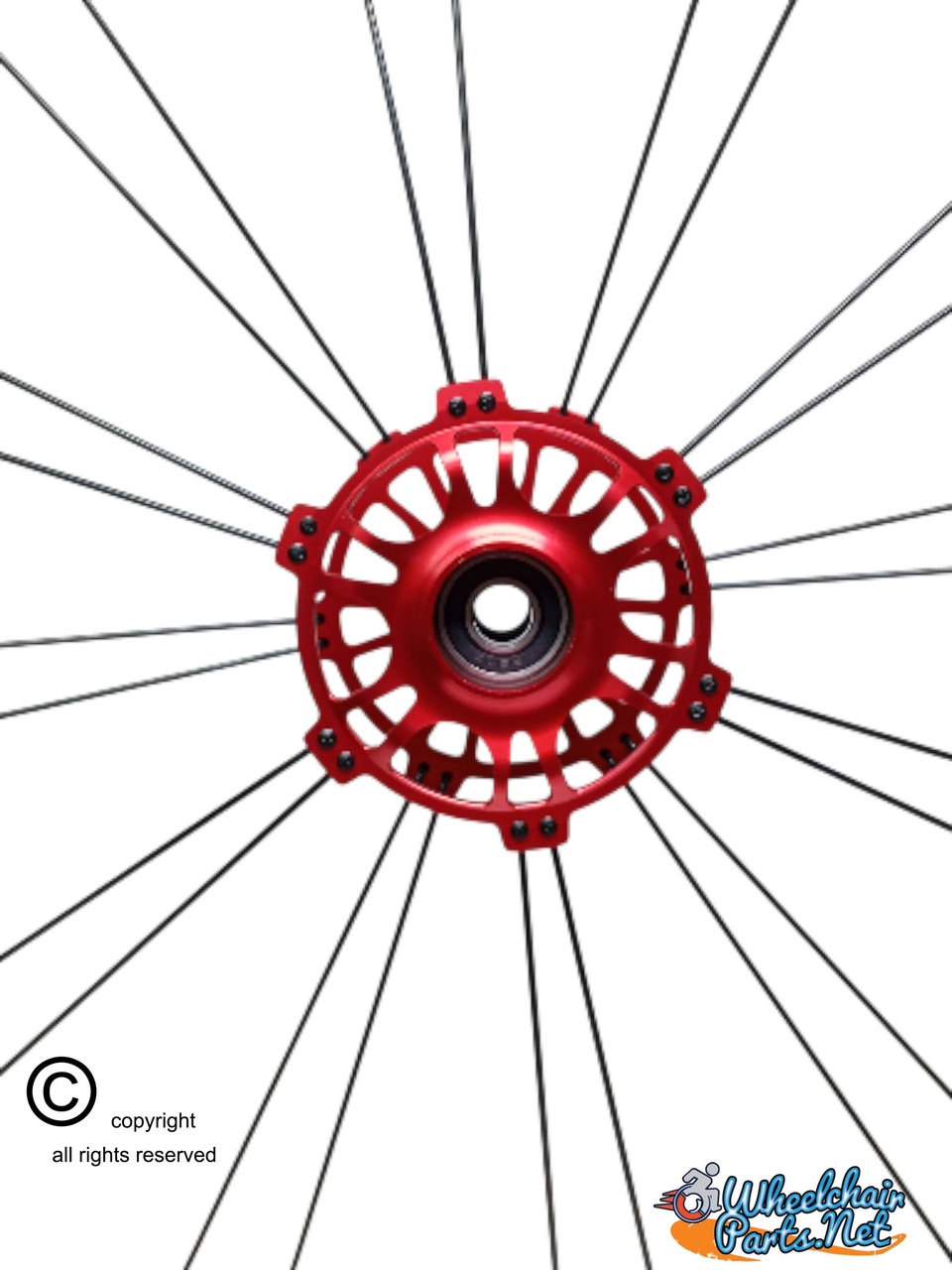 Shivoxx 24"x1" (540) Wheels with Primo V-Trak Grey Tires. Red Pushrim, Aluminum/Carbon Hub and 1/2" Bearings