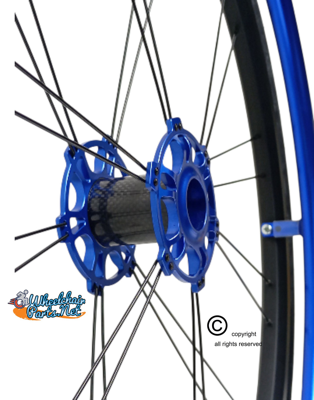 Shivoxx 24" (540) Wheels with Blue Pushrim, Aluminum/Carbon Hub and 1/2" Bearings. NO Tires