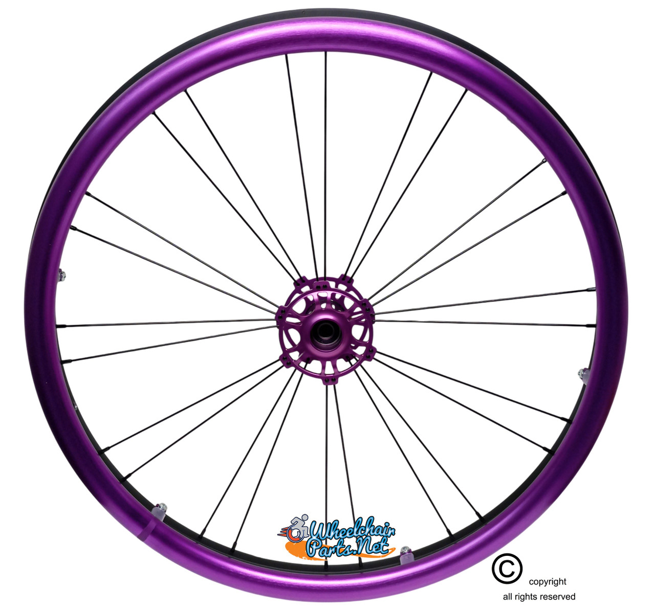 Shivoxx 24" (540) Wheels with Purple Pushrim, Aluminum/Carbon Hub and 1/2" Bearings. NO Tires