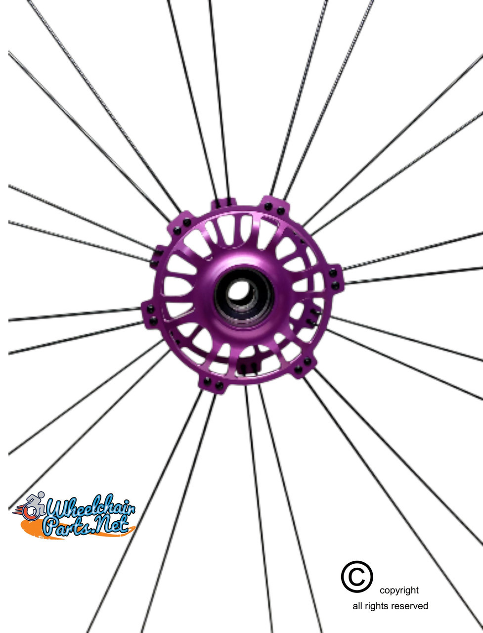 Shivoxx 24"x1" (540) Wheels with Schwalbe RightRun Tires. Purple Pushrim, Aluminum/Carbon Hub and 1/2" Bearings