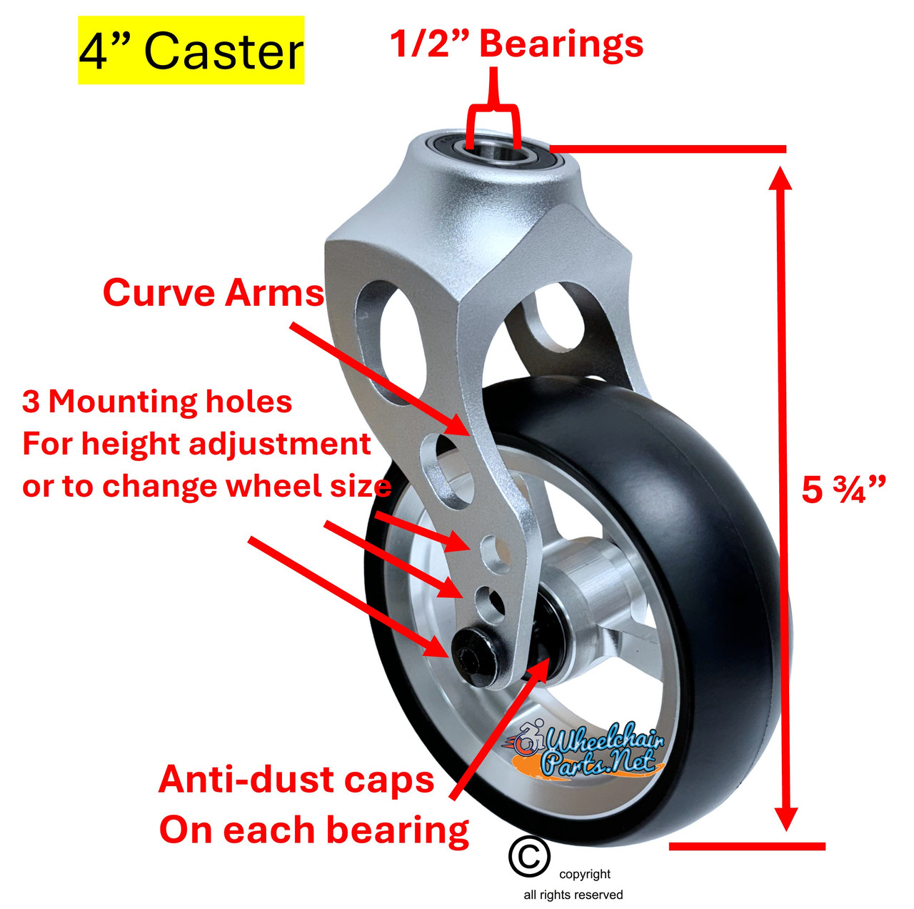SHIVOXX 24"x1" (540) Wheels with Schwalbe Marathon Plus Tire &  Caster Fork Assembly