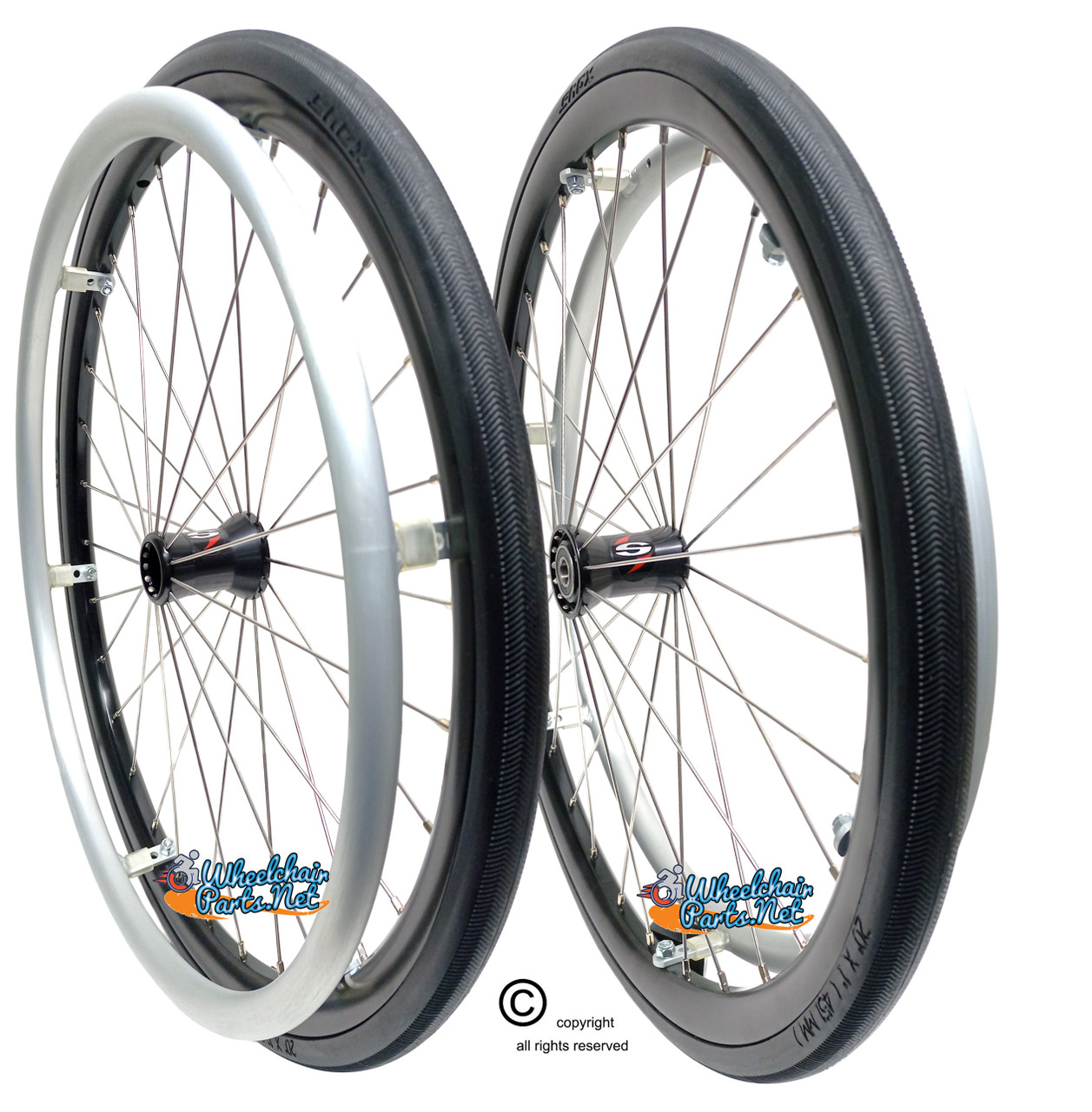 20" x 1" (451)  Wheel Assembly With Spinergy 30 Spoke  Wheel & SHOX Solid Tires. Set of 2