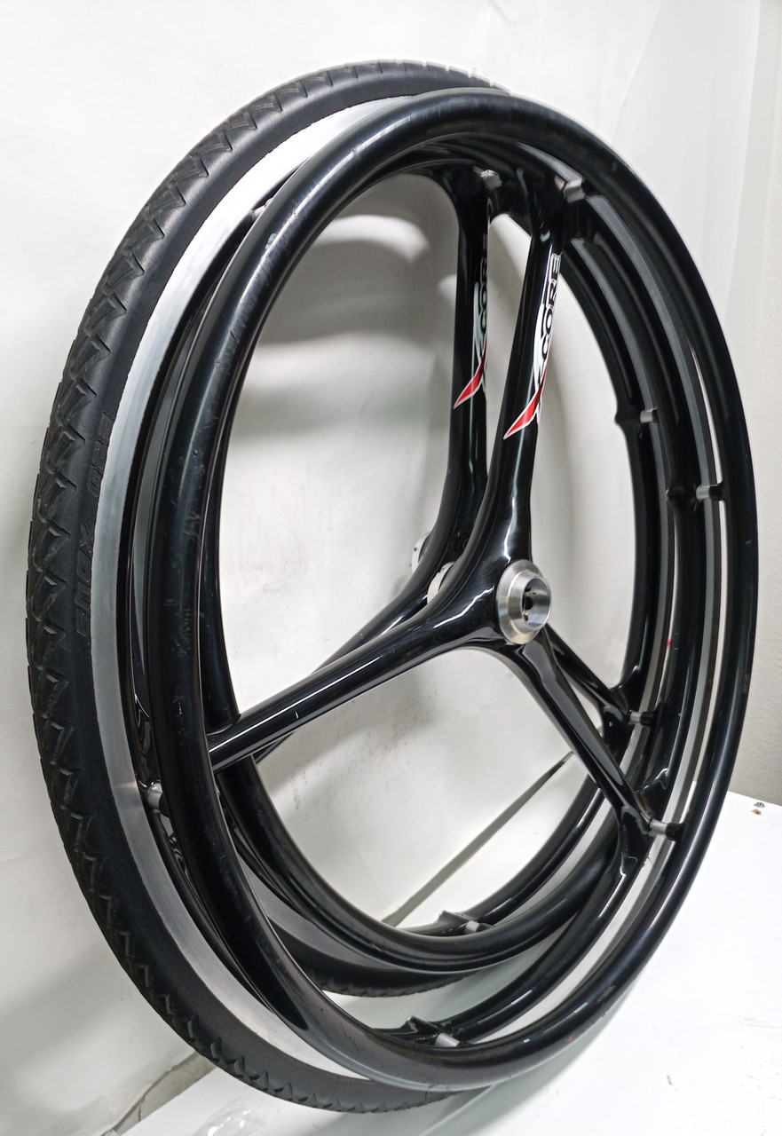 CLEARANCE SET of 2 X-CORE 24" (540m) 3 Spoke Wheel With Solid Shox Tires