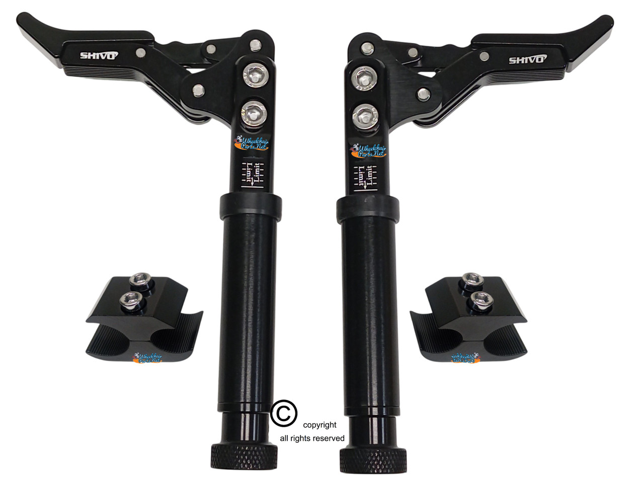 SHIVLCK-AX ADJUSTABLE Scissor Wheel Lock (Brakes). Fits Most Standard Wheelchairs. Black Color. Set of 2