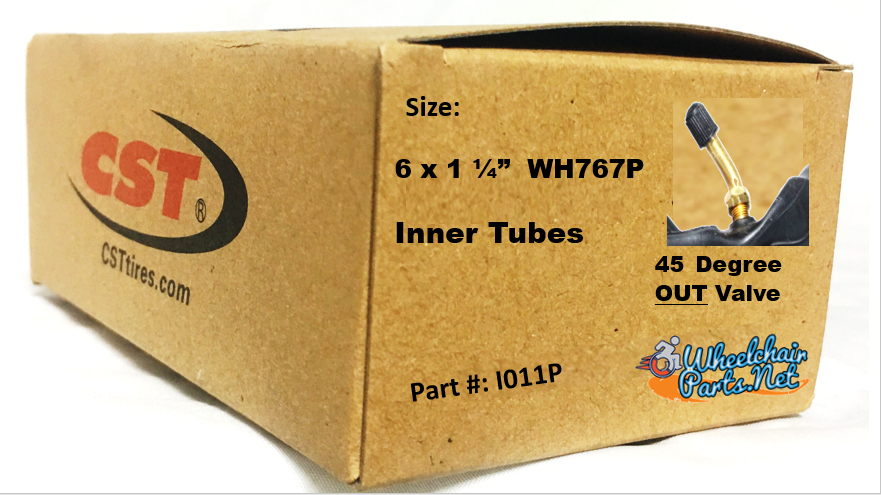 6 x 1 1/4" Standard Inner Tube with 45 Degree Out Valve | Set of 2