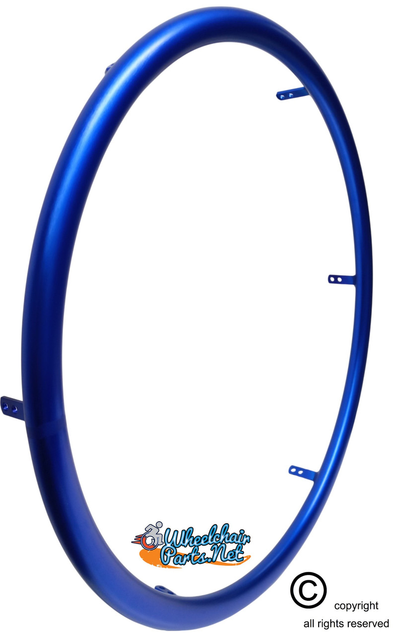 ShiproxiD 24" (540) D-Shape BLUE Aluminum Pushrim with 6 Mounting TABS. Set of 2. Choose color