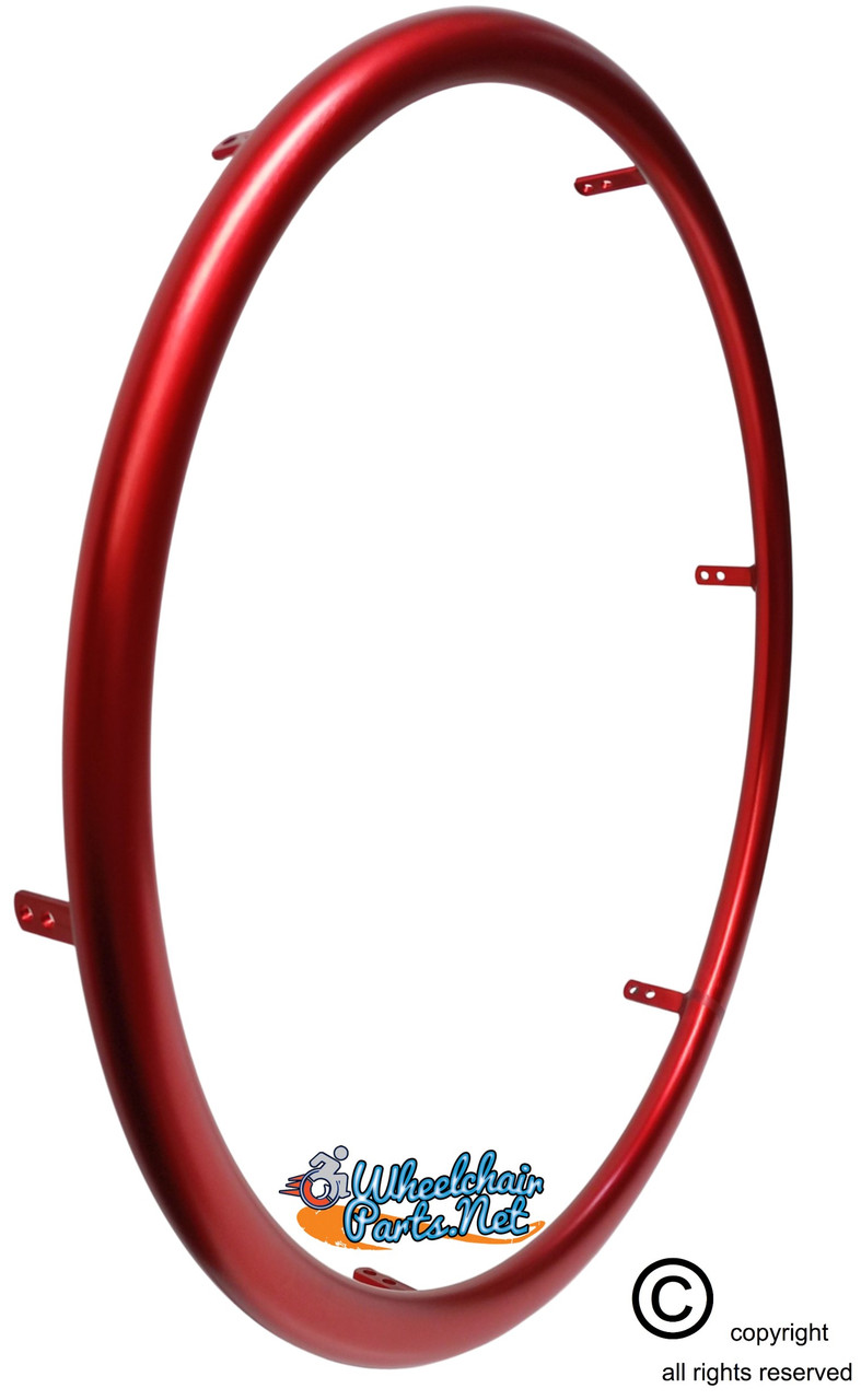 ShiproxiD 24" (540) D-Shape Red Aluminum Pushrim with 6 Mounting TABS. Set of 2. Choose color