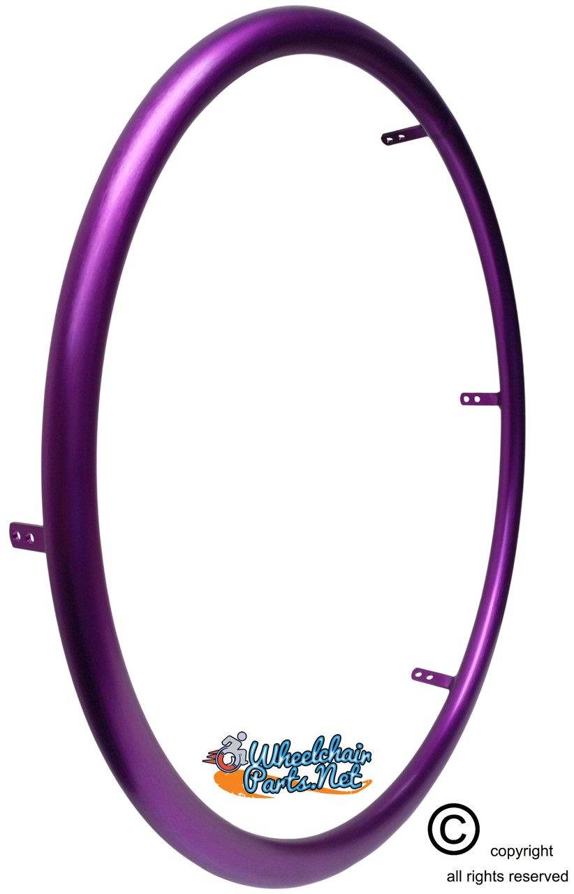 ShiproxiD 24" (540) D-Shape Purple Aluminum Pushrim with 6 Mounting TABS. Set of 2. Choose color