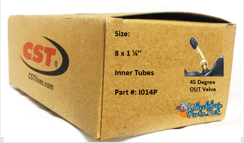 8 x 1 1/4" Standard Inner Tube with 45 Degree Out Valve | Set of 2