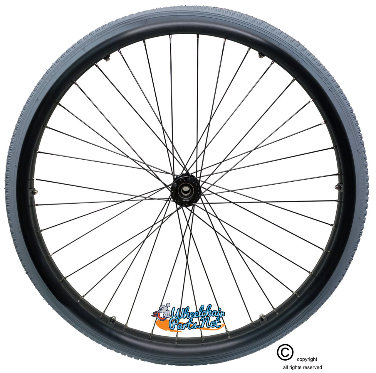 SET of 2,  26"x1 3/8" (590mm) PNEUMATIC ASSEMBLY, 36Spoke Rim TIRES & TUBES. PUSH RIMS