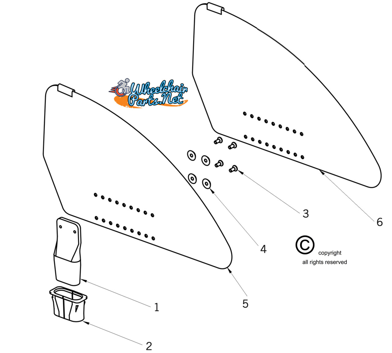 Tilite Side Guards for X Wheelchair with Integrated Frame Receiver Style- Small Size