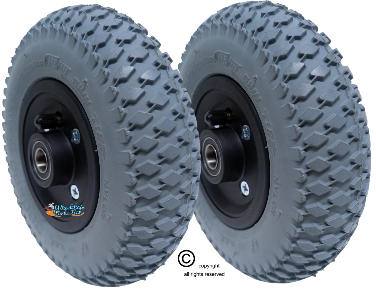 200x50 (8" X 2") Pneumatic Tire & Tube Wheel Assembly With 7/16" bearings.