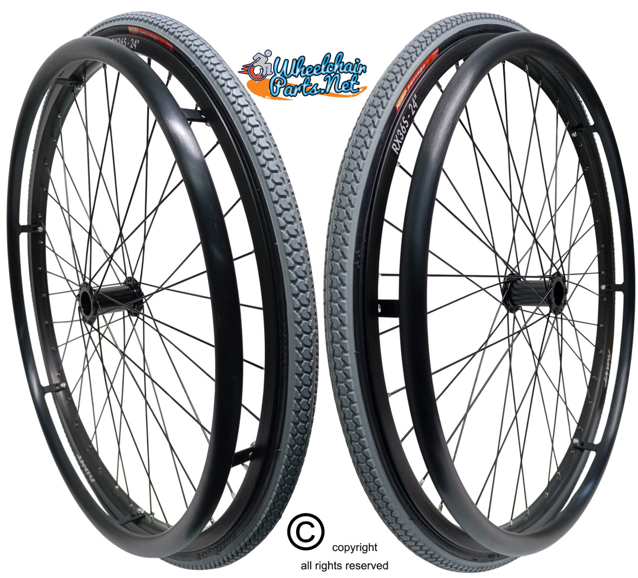 SET of 2, 24" (540mm) 36 Spoke Rim With PRIMO PASSAGE Tire & Air Tube