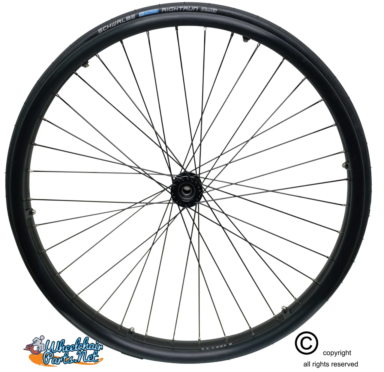 SET of 2, 24" (540mm) 36 Spoke Rim With Schwalbe RightRun Tire & Air Tube