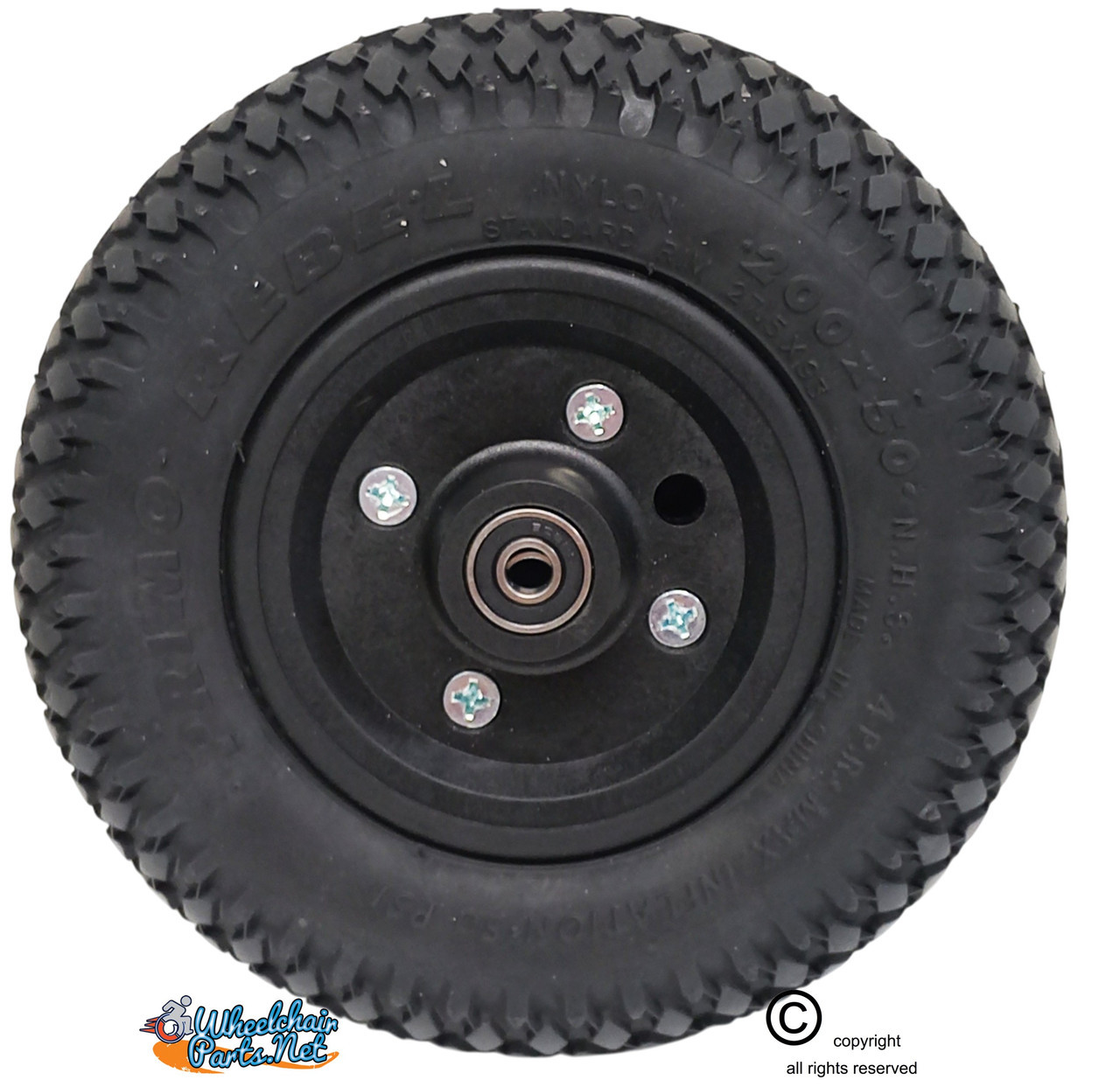 8" X 2" (200x50) Foam Fill Assembly with Black Non-Marking Tire and 5/16" bearings.