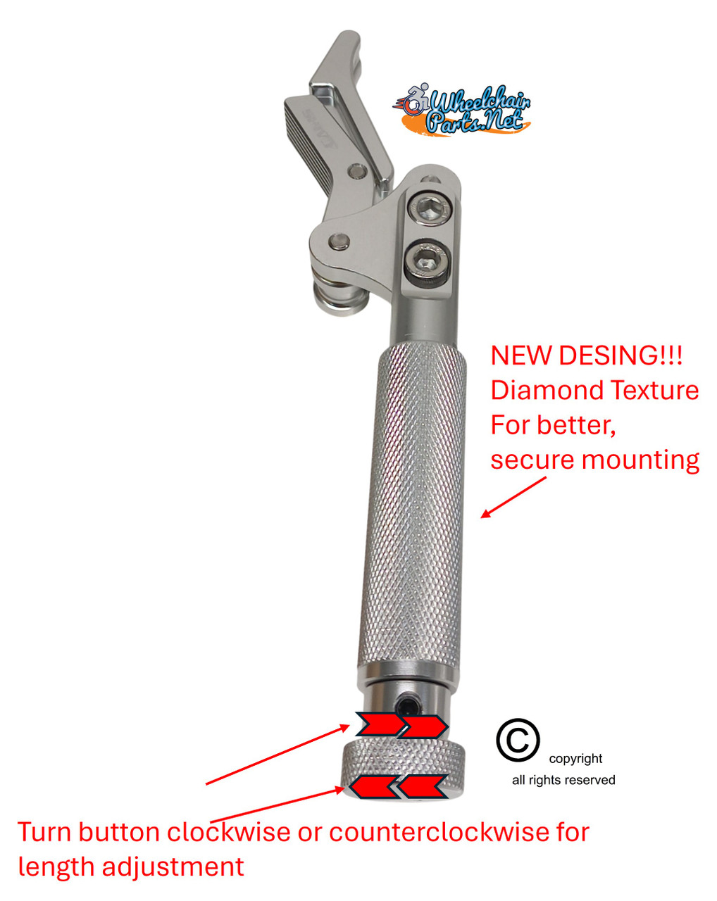 SHIVLCK-AX ADJUSTABLE Scissor Wheel Lock (Brakes). Fits Most Standard Wheelchairs. SILVER COLOR. Set of 2