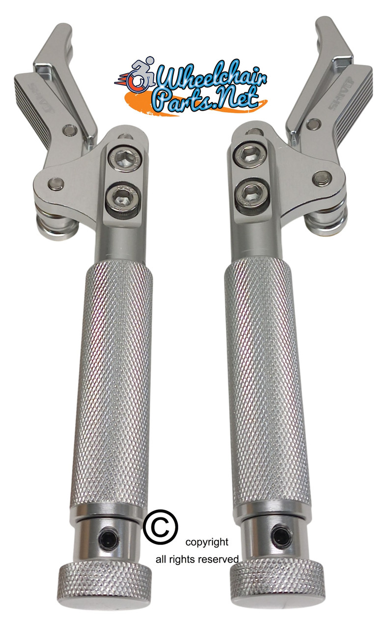 SHIVLCK-AX ADJUSTABLE Scissor Wheel Lock (Brakes). Fits Most Standard Wheelchairs. SILVER COLOR. Set of 2