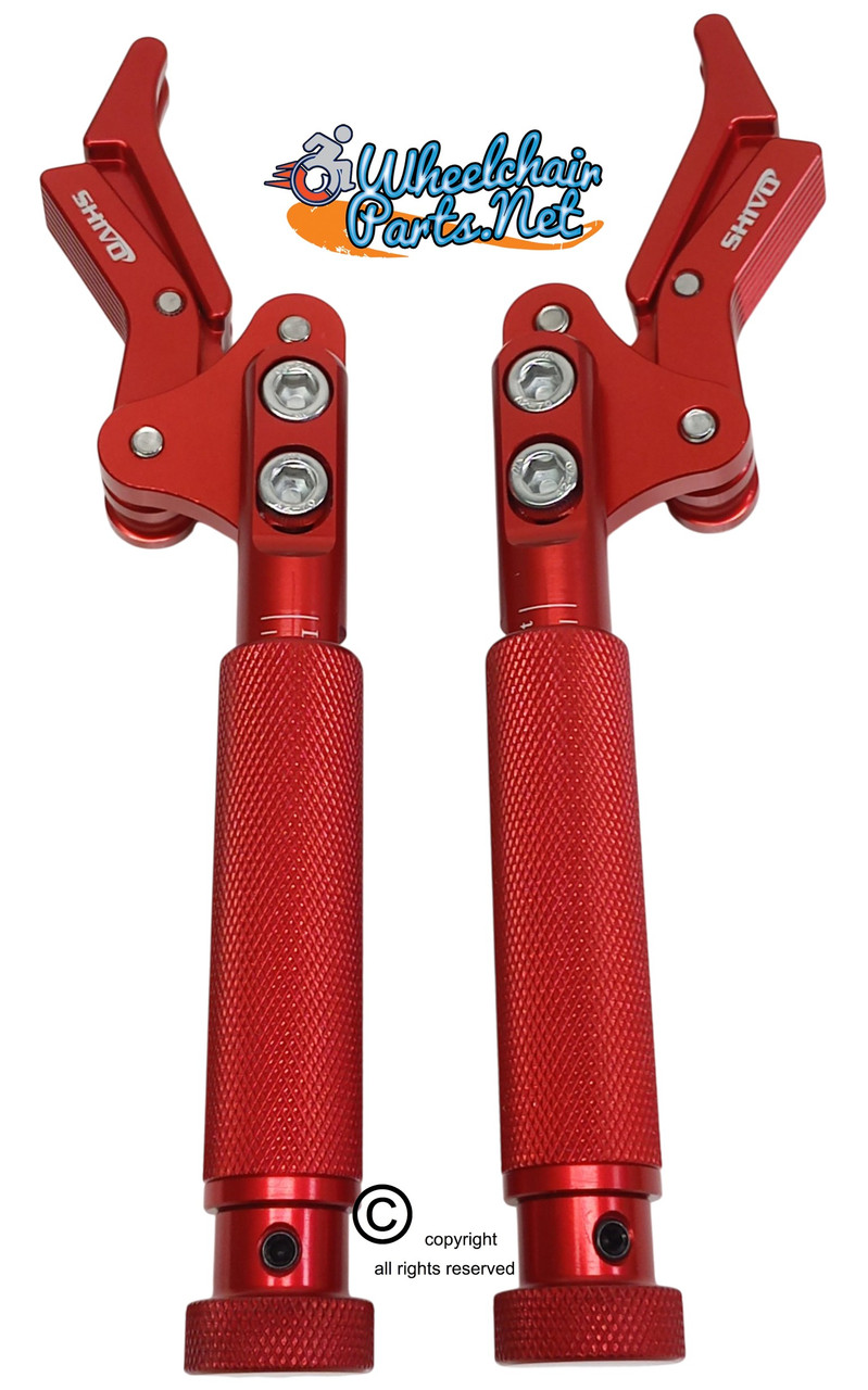 SHIVLCK-AX ADJUSTABLE Scissor Wheel Lock (Brakes). Fits Most Standard Wheelchairs. RED Color. Set of 2