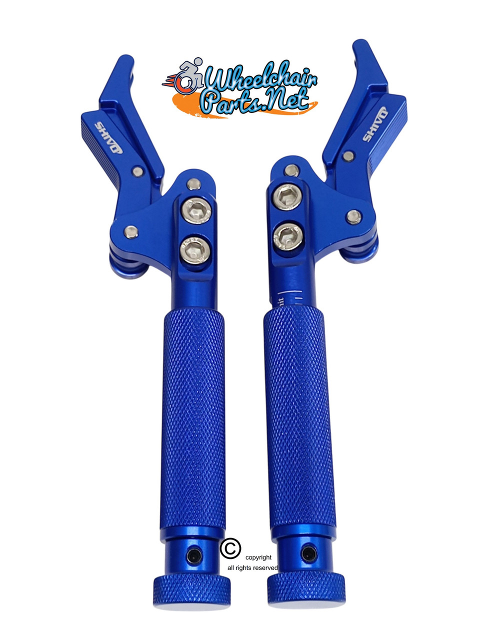 SHIVLCK-AX ADJUSTABLE Scissor Wheel Lock (Brakes). Fits Most Standard Wheelchairs. BLUE Color. Set of 2