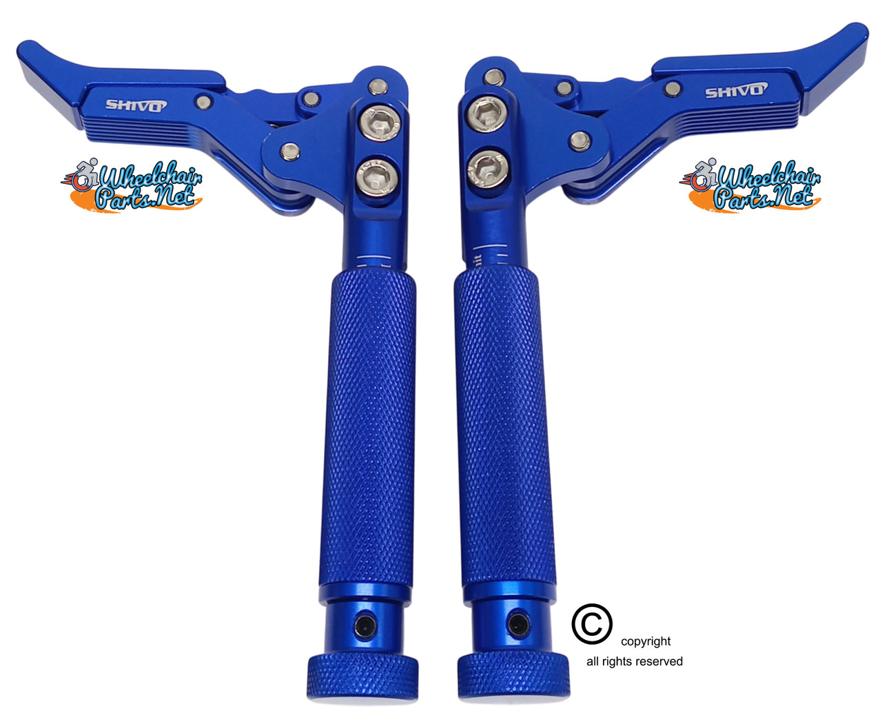 SHIVLCK-AX ADJUSTABLE Scissor Wheel Lock (Brakes). Fits Most Standard Wheelchairs. BLUE Color. Set of 2