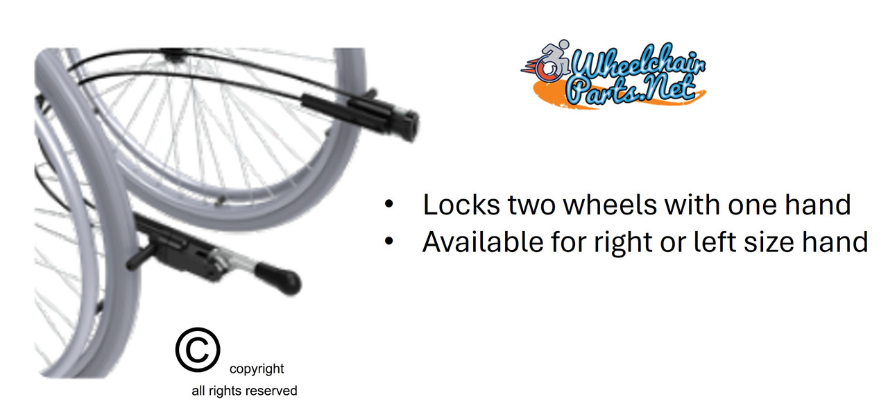 Unilock One-Hand Wheelchair Brake – Dual Wheel Locking System. PULL TO LOCK