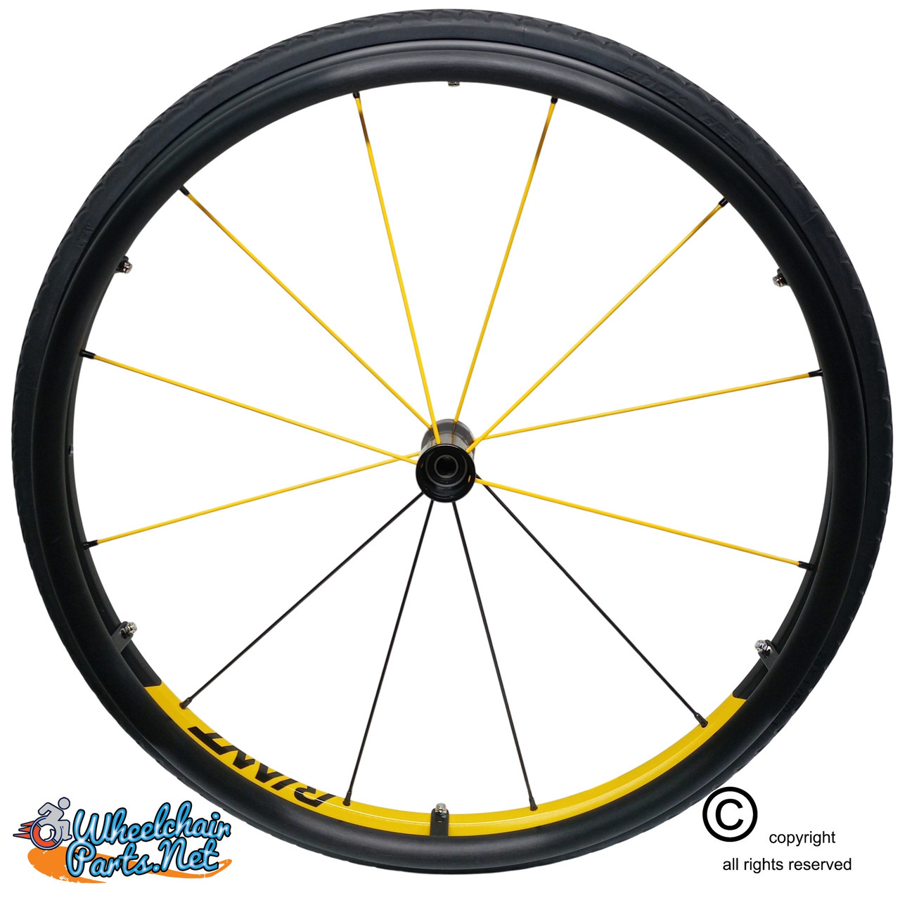 24" (540mm) SPORT Looking Wheel Assembly with SHOX G2 Solid Tire, Aluminum Pushrim & 1/2" Bearings