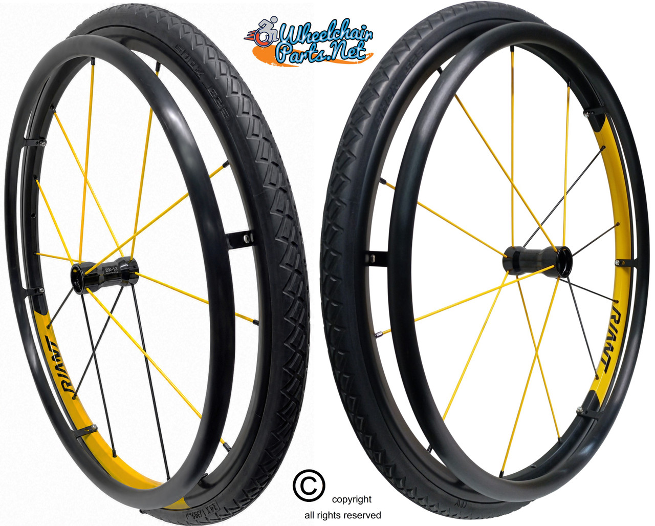 24" (540mm) SPORT Looking Wheel Assembly with SHOX G2 Solid Tire, Aluminum Pushrim & 1/2" Bearings