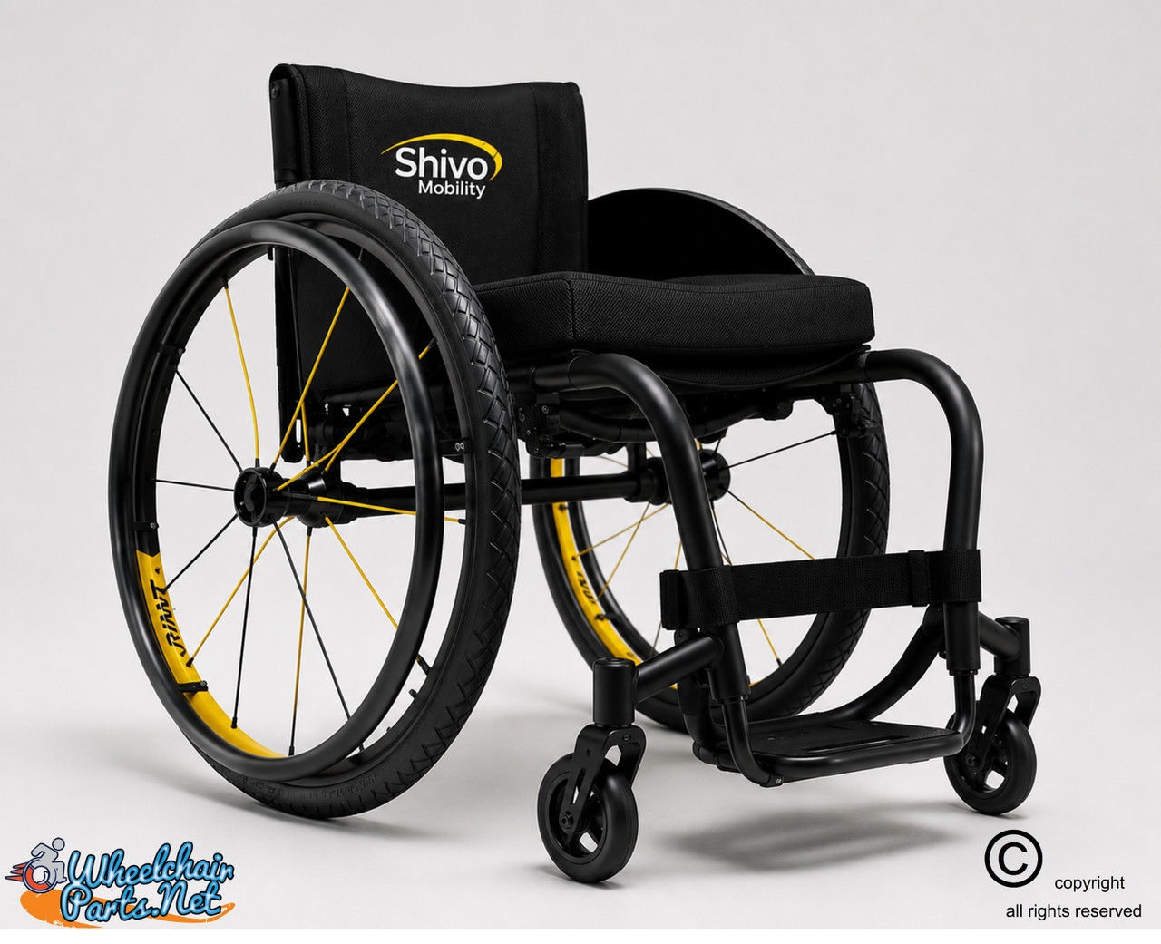 24" (540mm) SPORT Looking Wheel Assembly with SHOX G2 Solid Tire, Aluminum Pushrim & 1/2" Bearings
