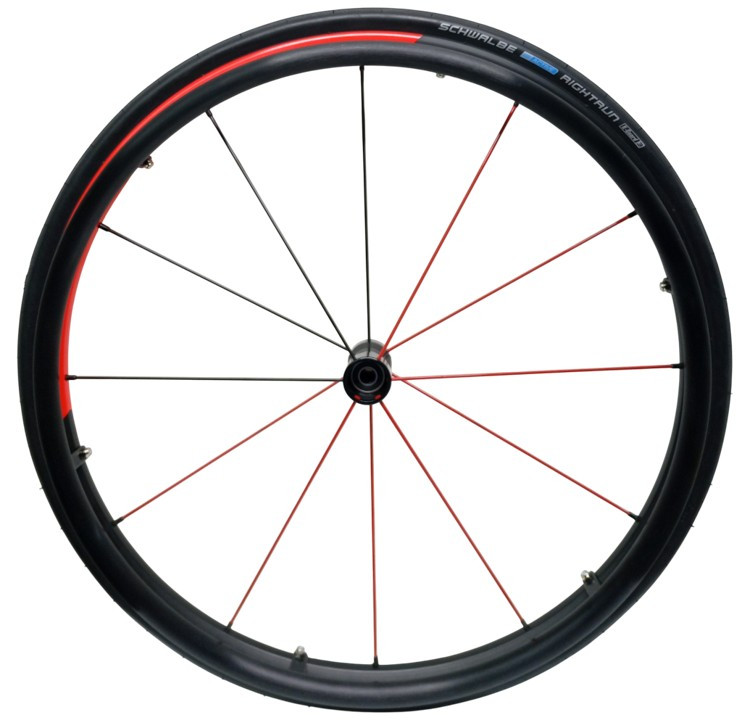 DX12 Velox 24" (540m) Aluminum Rear Wheel  with Pneumatic Schwalbe Rightrun Tires, Aluminum Pushrims & 1/2" Precision Bearings. Set of 2